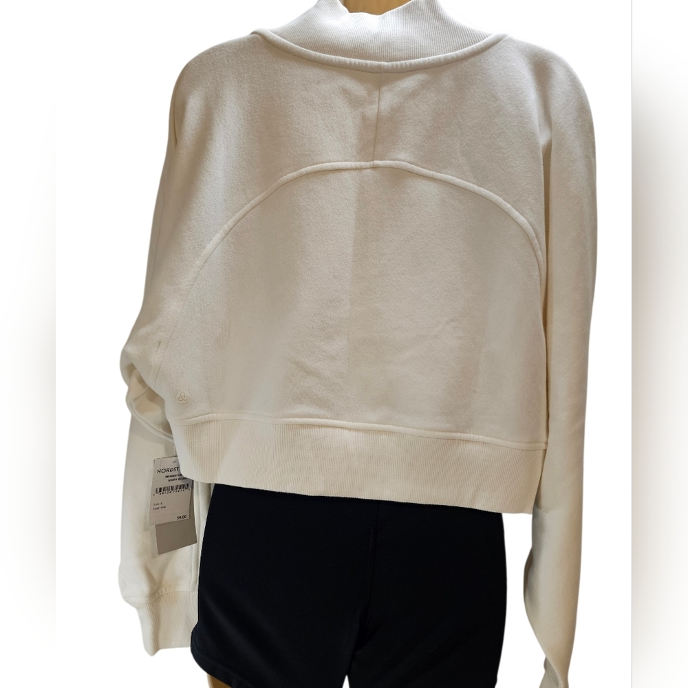 Zella Cloud Fleece Cardigan Open Front Shrug, Ivory Egret, size Medium - Picture 5 of 7